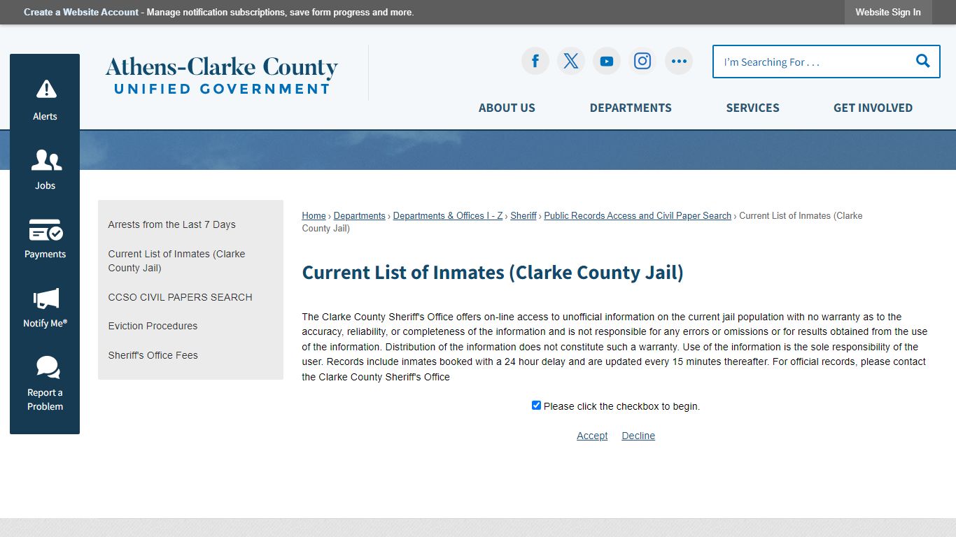 Current List of Inmates (Clarke County Jail) | Athens-Clarke County, GA ...